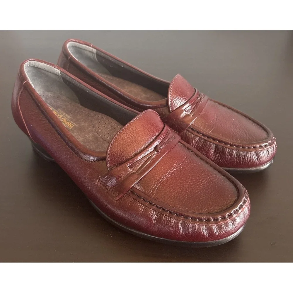 SAS Womens Easier Slip-On Loafer US 8.5 Antique Wine Leather Tripad Comfort Shoe